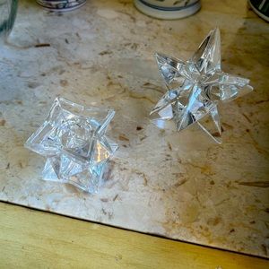 pair starburst glass candle holders